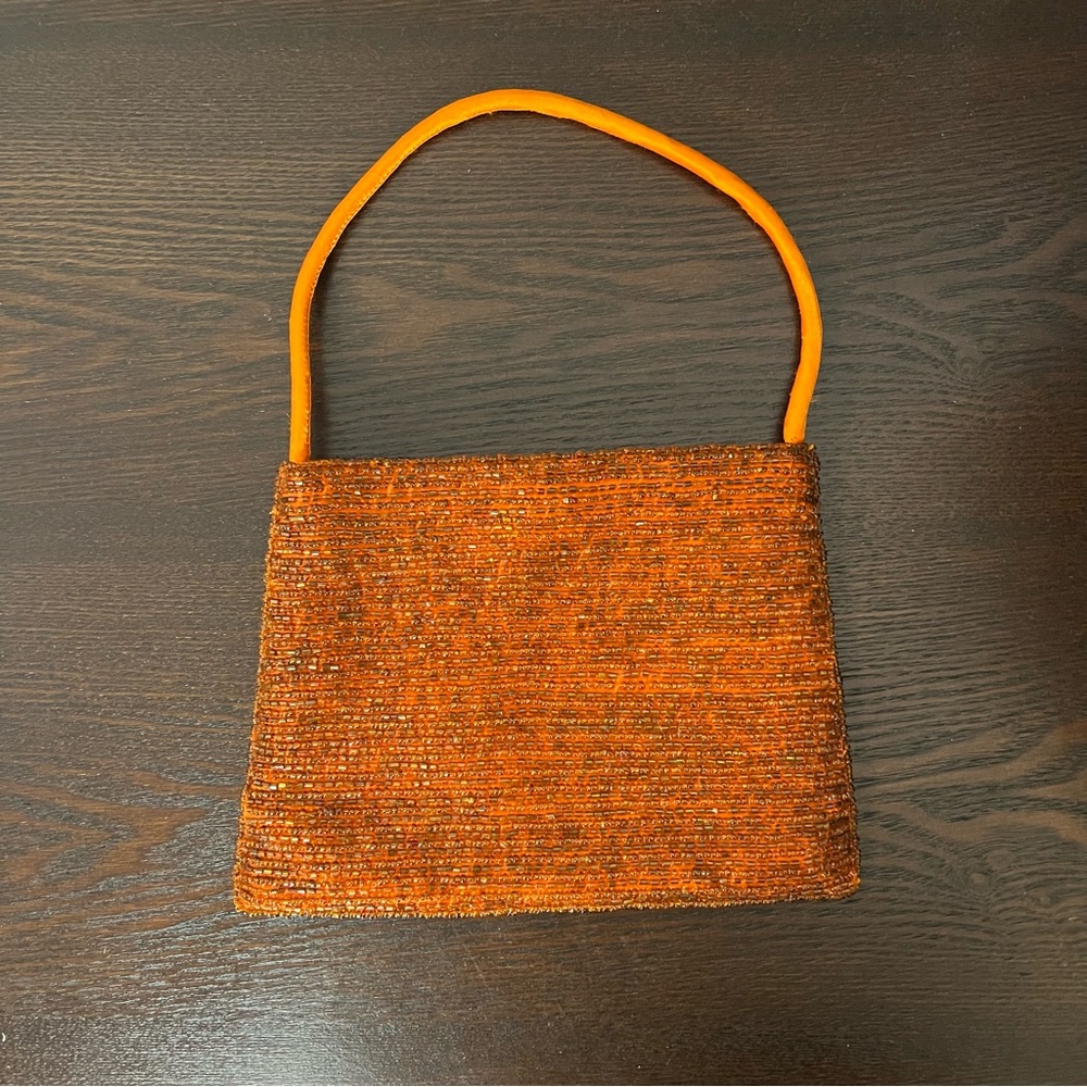 Vintage Orange Beaded Small Handbag